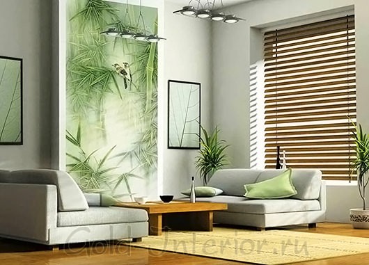 Интерьер комнаты в минималистичном стиле с применением материалов из бамбука