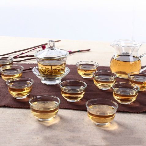 Чайный сервиз «Хрустальная слеза» в Китайском стиле (Прозрачный, Стекло, 10 персон, 13 предметов)