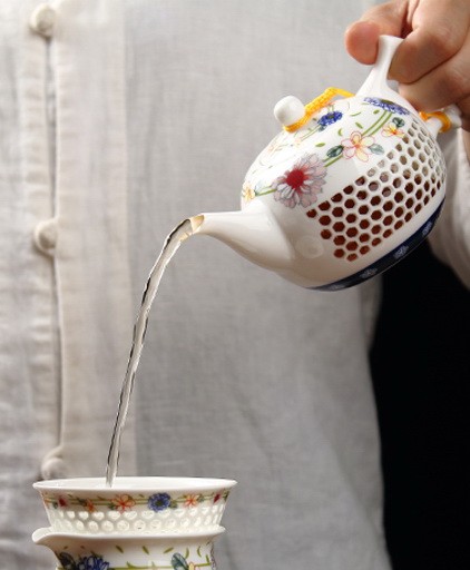 Чайный сервиз «Медовые соты» (Белый, Рисовый фарфор, 6 персон, 10 предметов)