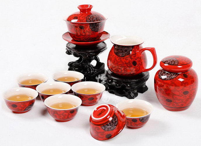 Чайный сервиз «Восточная страсть» (Красный, Фарфор, 8 персон, 12 предметов)